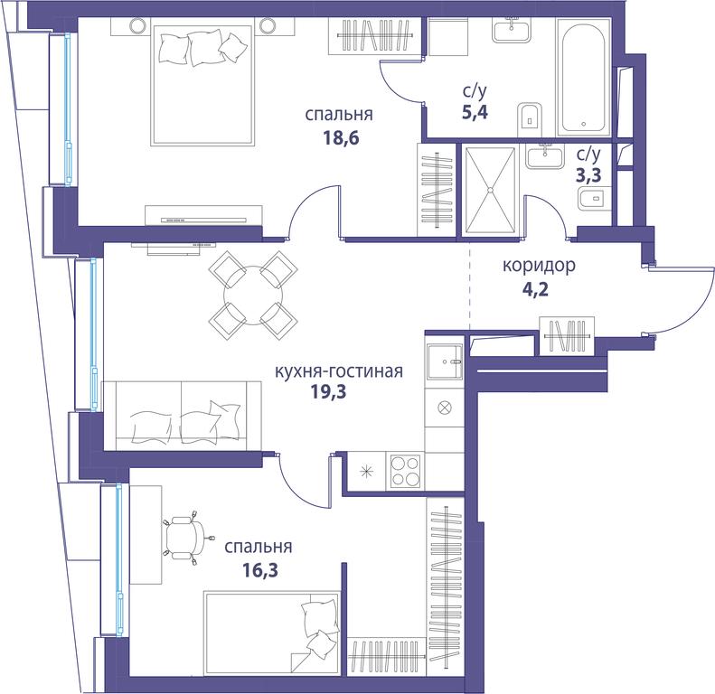Продажа 2-комн. квартиры, 67,1 м² в ЖК «Символ», проезд Невельского, 6к1, Москва, Россия #1 Продажа 2-комн. квартиры, 67,1 м² в ЖК «Символ», проезд Невельского, 6к1, Москва, Россия #1