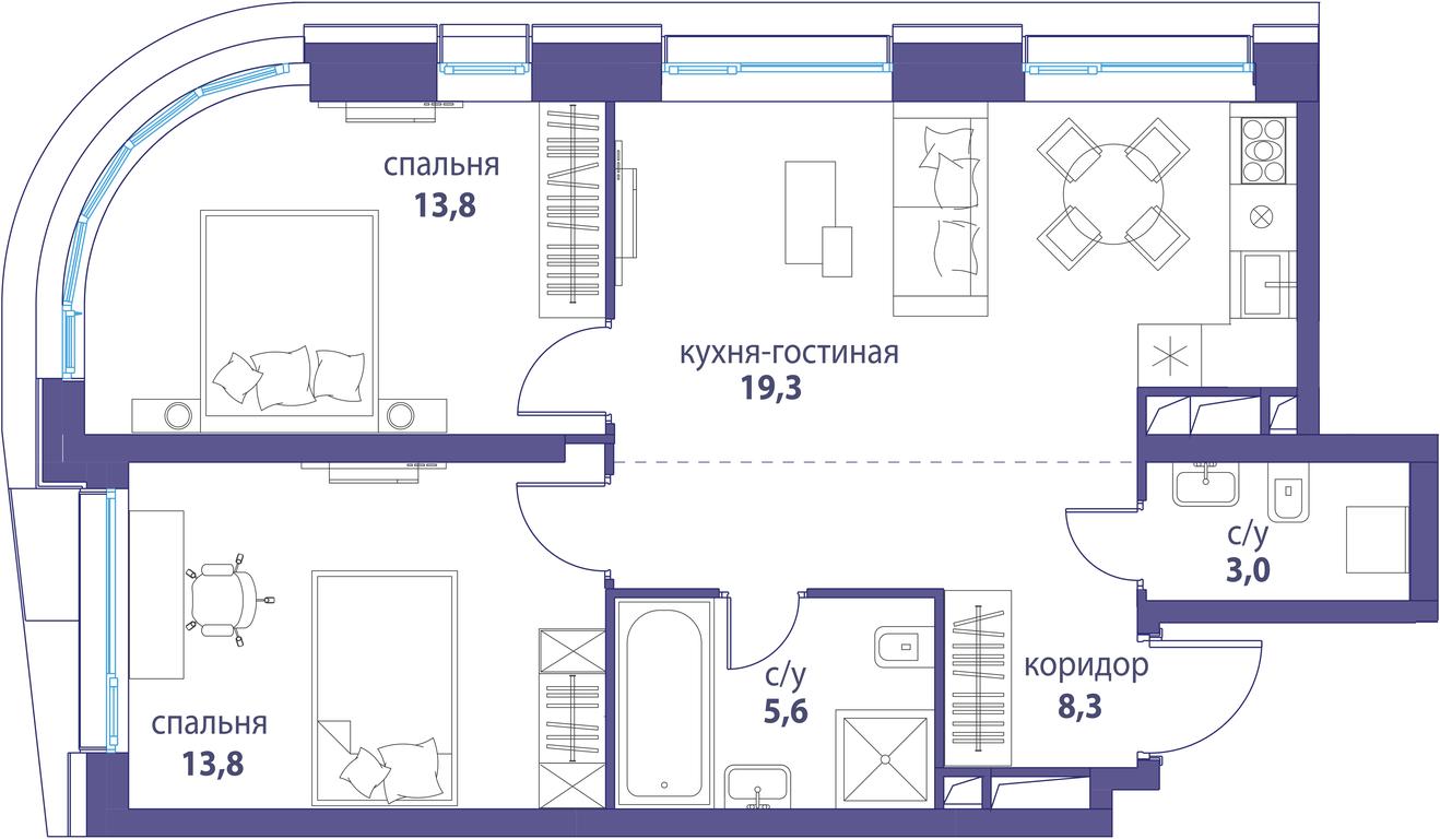 Продажа 2-комн. квартиры, 63,8 м² в ЖК «Символ», проезд Невельского, 6к1, Москва, Россия #1 Продажа 2-комн. квартиры, 63,8 м² в ЖК «Символ», проезд Невельского, 6к1, Москва, Россия #1