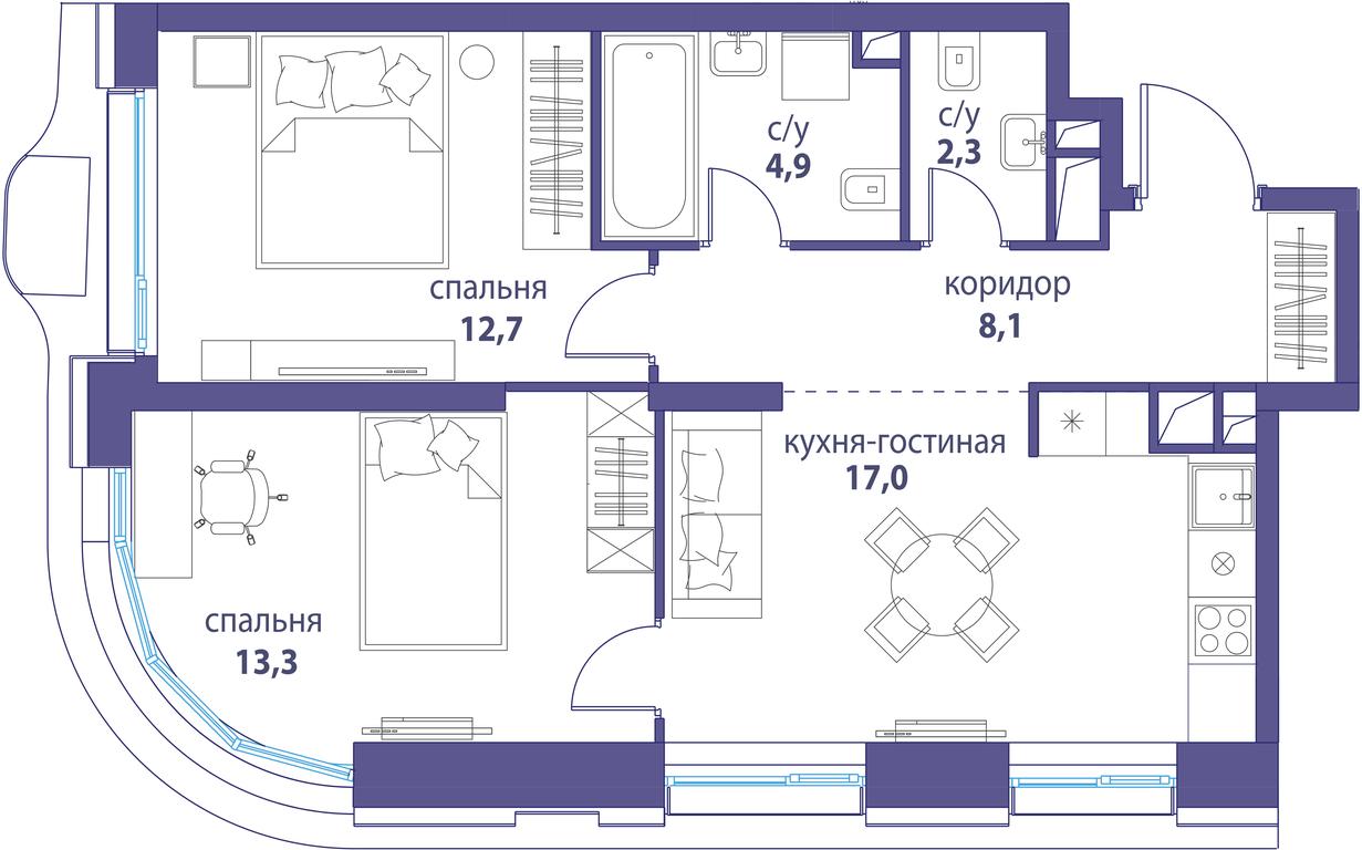 Продажа 2-комн. квартиры, 58,3 м² в ЖК «Символ», проезд Невельского, 6к1, Москва, Россия #1 Продажа 2-комн. квартиры, 58,3 м² в ЖК «Символ», проезд Невельского, 6к1, Москва, Россия #1