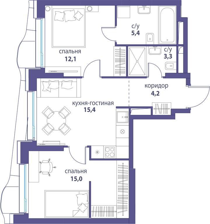 Продажа 2-комн. квартиры, 55,4 м² в ЖК «Символ», проезд Невельского, 6к1, Москва, Россия #1 Продажа 2-комн. квартиры, 55,4 м² в ЖК «Символ», проезд Невельского, 6к1, Москва, Россия #1