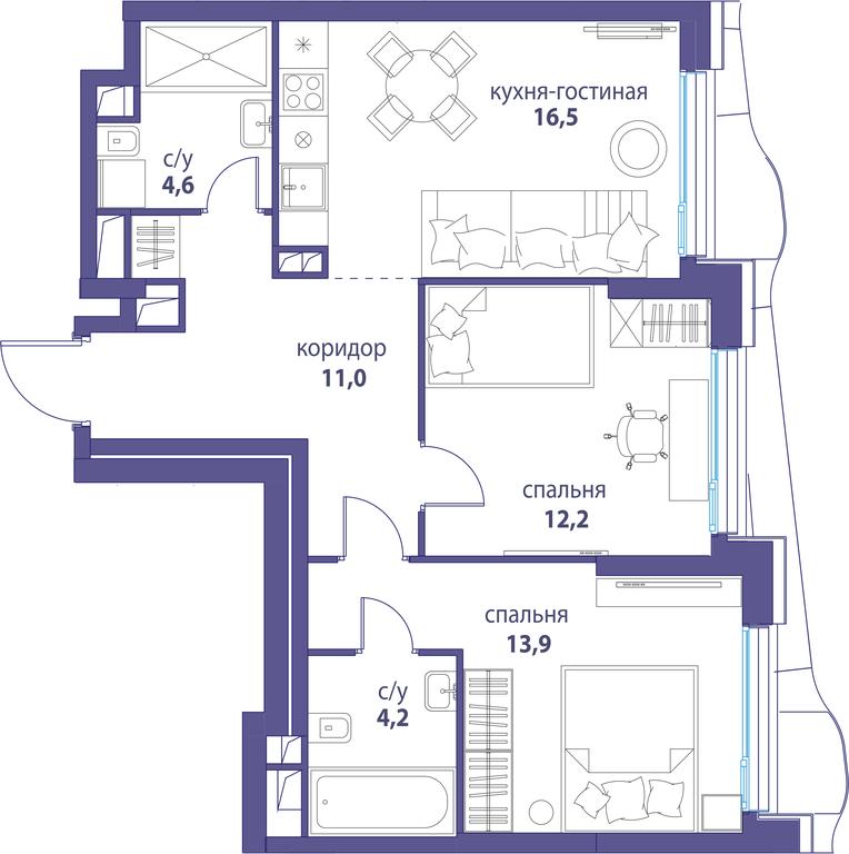 Продажа 2-комн. квартиры, 62,4 м² в ЖК «Символ», проезд Невельского, 6к1, Москва, Россия #1 Продажа 2-комн. квартиры, 62,4 м² в ЖК «Символ», проезд Невельского, 6к1, Москва, Россия #1