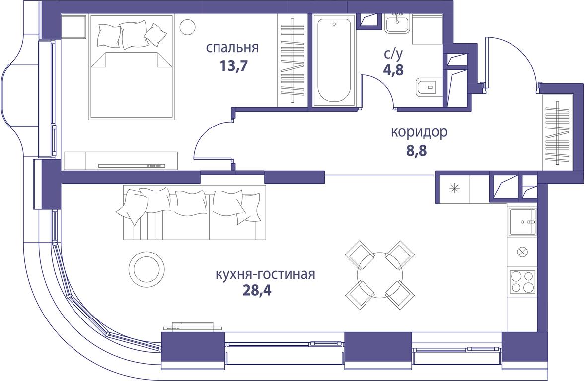 Продажа 1-комн. квартиры, 55,7 м² в ЖК «Символ», проезд Невельского, 6к1, Москва, Россия #1 Продажа 1-комн. квартиры, 55,7 м² в ЖК «Символ», проезд Невельского, 6к1, Москва, Россия #1