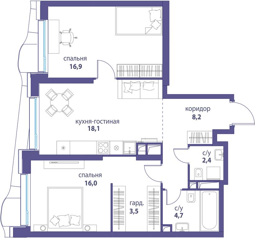 Продажа 2-комн. квартиры, 69,7 м² в ЖК «Символ», проезд Невельского, 6к1, Москва, Россия #1 Продажа 2-комн. квартиры, 69,7 м² в ЖК «Символ», проезд Невельского, 6к1, Москва, Россия #1