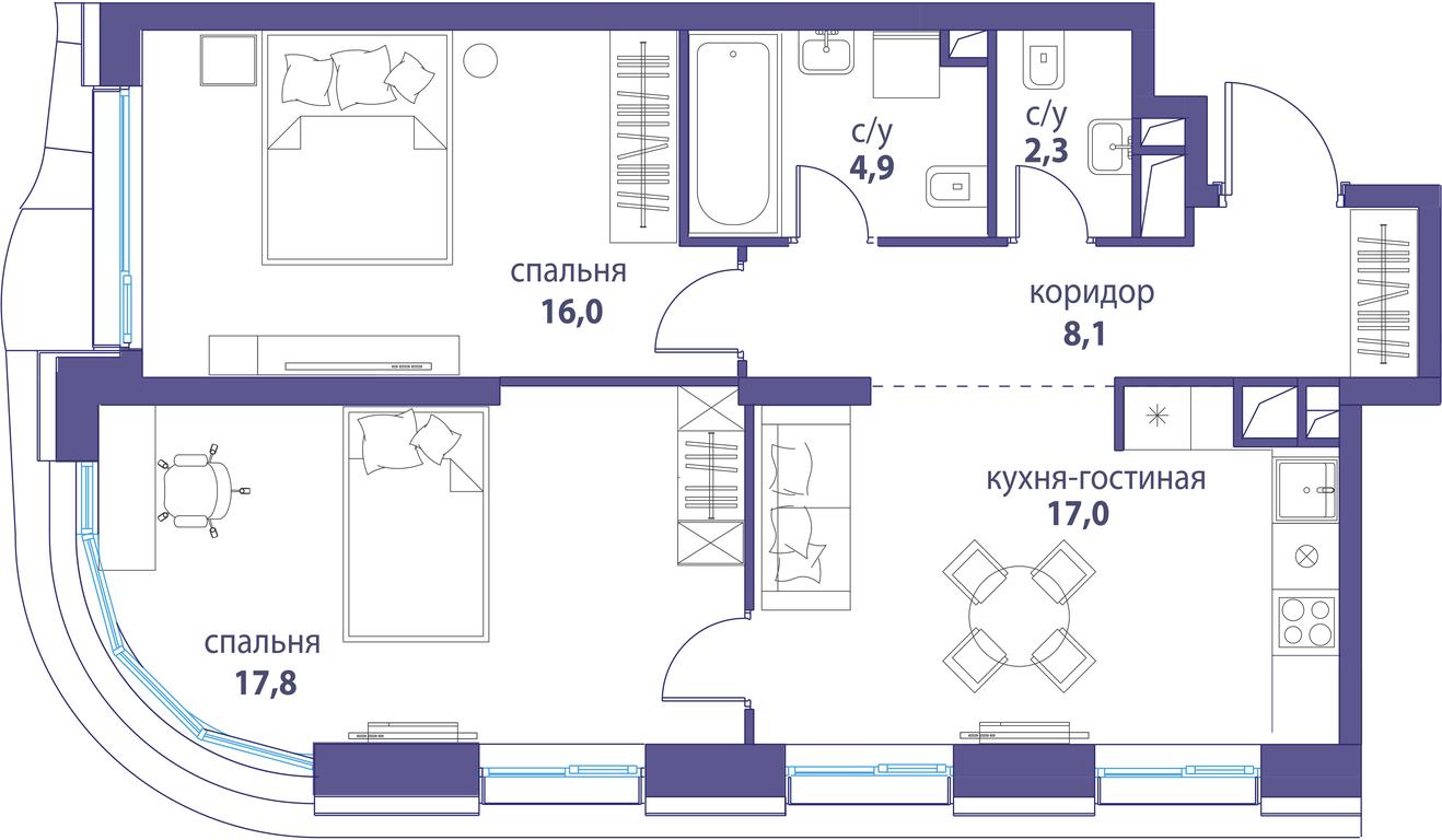 Продажа 2-комн. квартиры, 66,1 м² в ЖК «Символ», проезд Невельского, 6к1, Москва, Россия #1 Продажа 2-комн. квартиры, 66,1 м² в ЖК «Символ», проезд Невельского, 6к1, Москва, Россия #1