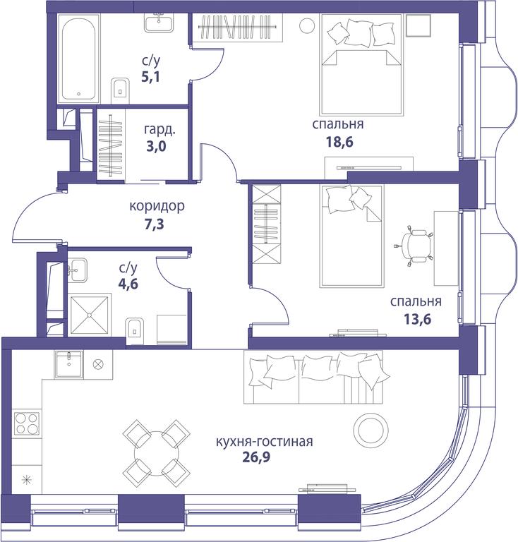 Продажа 2-комн. квартиры, 79,1 м² в ЖК «Символ», проезд Невельского, 6к1, Москва, Россия #1 Продажа 2-комн. квартиры, 79,1 м² в ЖК «Символ», проезд Невельского, 6к1, Москва, Россия #1