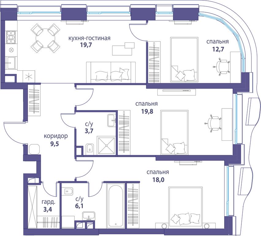 3-BD Apartment Sale, 92.9 sq. m. at Simvol, Nevelskogo Drive, 6к1, Moscow, Russia #1 3-BD Apartment Sale, 92.9 sq. m. at Simvol, Nevelskogo Drive, 6к1, Moscow, Russia #1