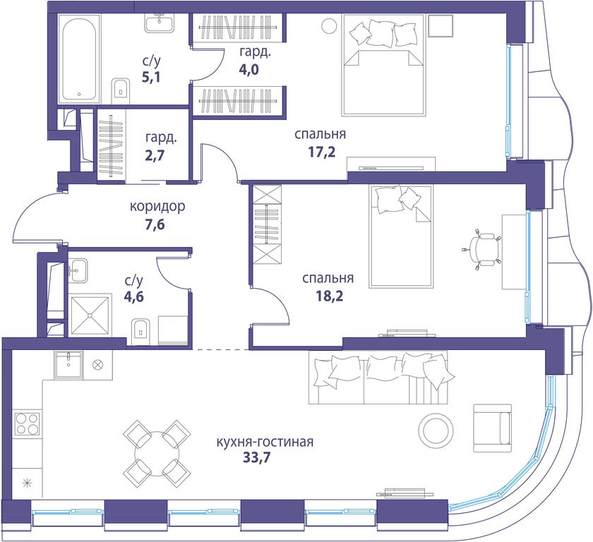 Продажа 2-комн. квартиры, 93,1 м² в ЖК «Символ», проезд Невельского, 6к1, Москва, Россия #1 Продажа 2-комн. квартиры, 93,1 м² в ЖК «Символ», проезд Невельского, 6к1, Москва, Россия #1