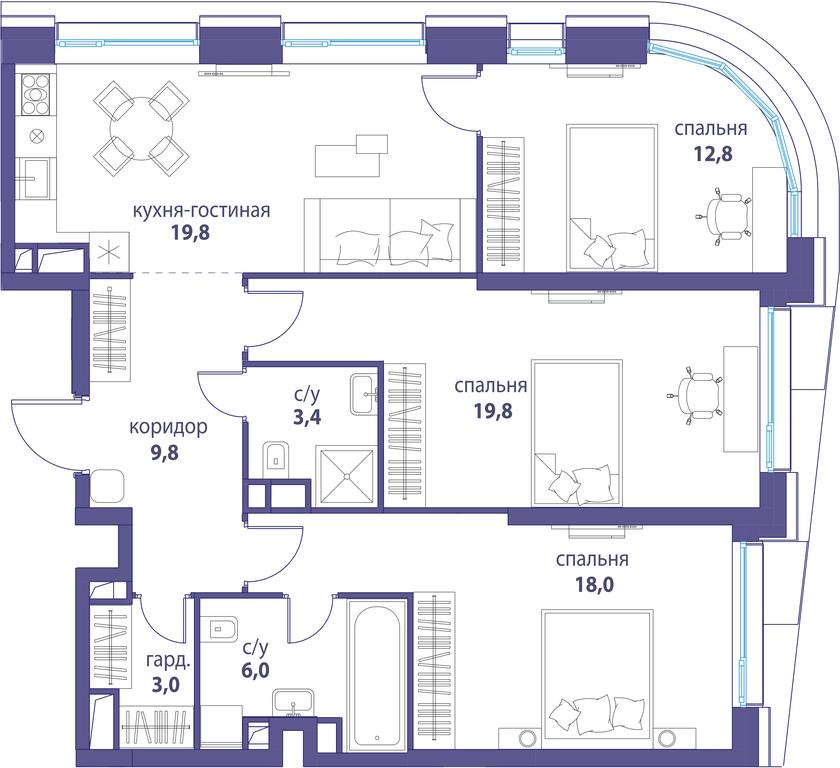 Продажа 3-комн. квартиры, 92,6 м² в ЖК «Символ», проезд Невельского, 6к1, Москва, Россия #1 Продажа 3-комн. квартиры, 92,6 м² в ЖК «Символ», проезд Невельского, 6к1, Москва, Россия #1