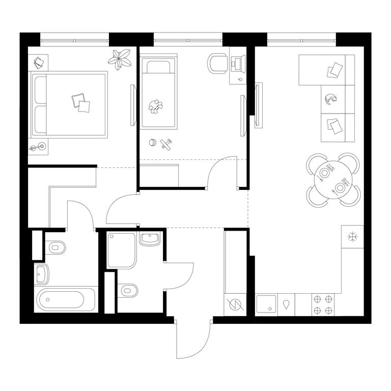 2-BD Apartment Sale, 58.6 sq. m. at Kavkazskiy Bulvar 51, Kavkazsky Boulevard, 51с3, Moscow, Russia #1