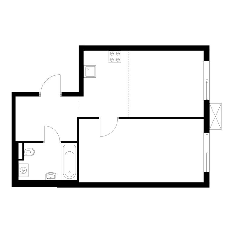 1-BD Apartment Sale, 44.1平方米 at Yauza Park, ulitsa Kolontsova, 4, Mytischi, Moscow Region, Russia #1