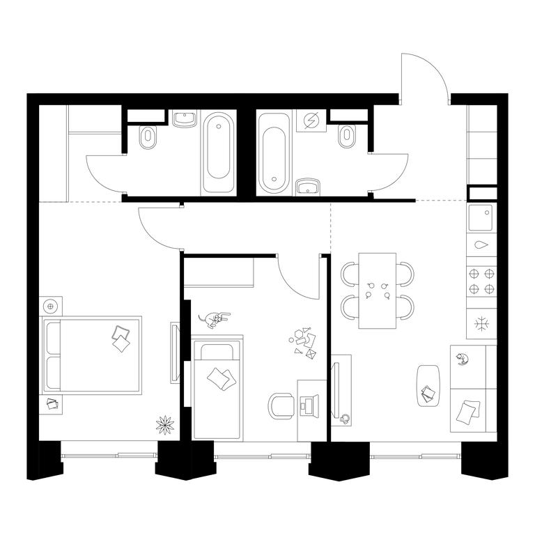 2-BD Apartment Sale, 55.7 sq. m. at Matveevskiy Park, Ochakovskoye Highway, вл3с11, Moscow, Russia #1