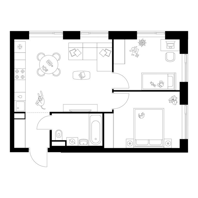 2-BD Apartment Sale, 48.2平方米 at Michurinskiy Park, Ozyornaya Street, 44А, Moscow, Russia #1 2-BD Apartment Sale, 48.2平方米 at Michurinskiy Park, Ozyornaya Street, 44А, Moscow, Russia #1
