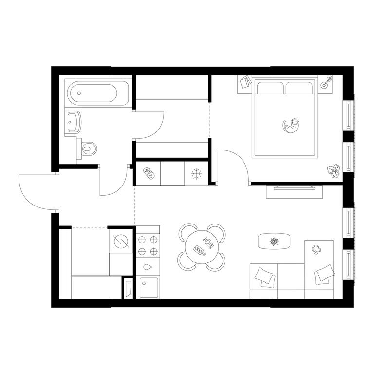 1-BD Apartment Sale, 37.9 sq. m. at Moskvoreche, Kotlyakovskaya Street, Moscow, Russia #1