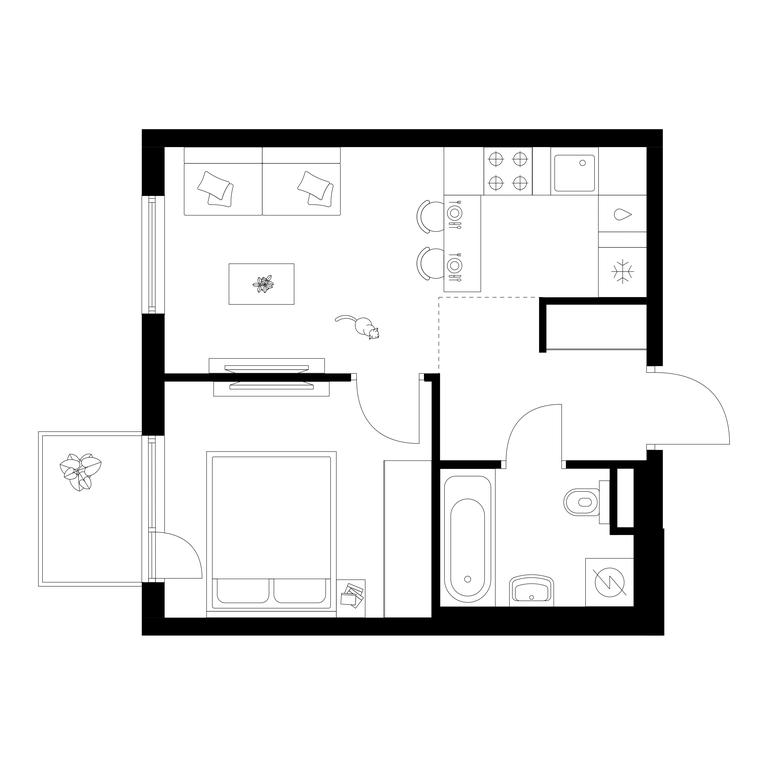 1-BD Apartment Sale, 33.2 sq. m. at Moskvoreche, Kotlyakovskaya Street, Moscow, Russia #1