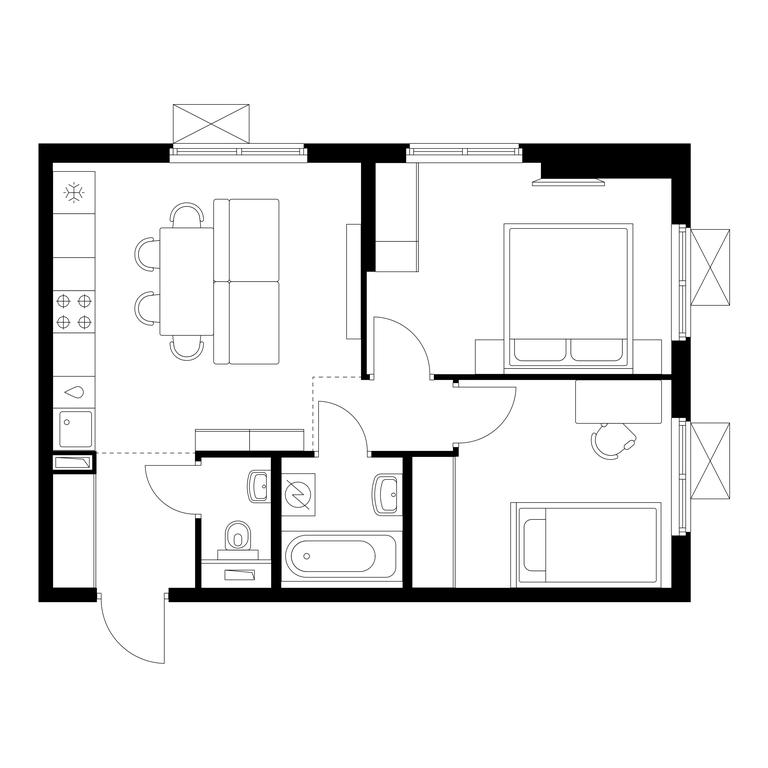 2-BD Apartment Sale, 48.2 sq. m. at Yunino, Mostotresta Street, 10, Scherbinka, Moscow, Russia #1 2-BD Apartment Sale, 48.2 sq. m. at Yunino, Mostotresta Street, 10, Scherbinka, Moscow, Russia #1