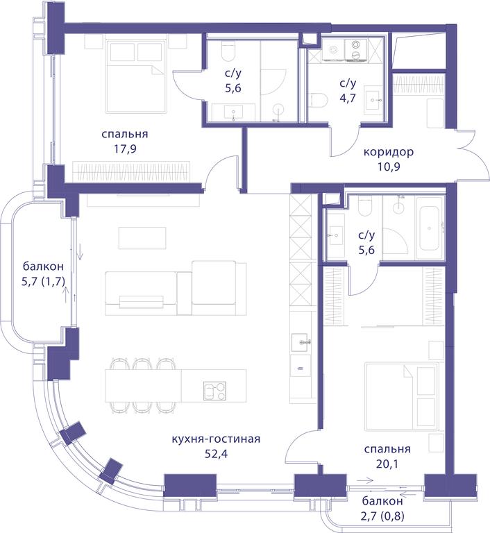 2-BD Apartment Sale, 119.7平方米 at Tatarskaya 35, Bolshaya Tatarskaya Street, Moscow, Russia #1 2-BD Apartment Sale, 119.7平方米 at Tatarskaya 35, Bolshaya Tatarskaya Street, Moscow, Russia #1