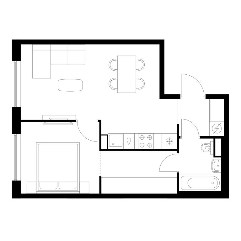 1-BD Apartment Sale, 42.6 sq. m. at Kutuzovskiy Kvartal, Ivana Franko Street, 20к1, Moscow, Russia #2 1-BD Apartment Sale, 42.6 sq. m. at Kutuzovskiy Kvartal, Ivana Franko Street, 20к1, Moscow, Russia #2