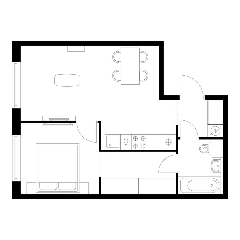 1-BD Apartment Sale, 42.6 sq. m. at Kutuzovskiy Kvartal, Ivana Franko Street, 20к1, Moscow, Russia #1 1-BD Apartment Sale, 42.6 sq. m. at Kutuzovskiy Kvartal, Ivana Franko Street, 20к1, Moscow, Russia #1