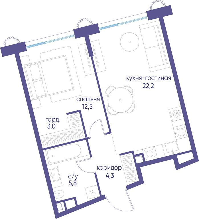 1-BD Apartment Sale, 47.9 sq. m. at Ostrov, Nizhnye Mnyovniki Street, 37Ас4, Moscow, Russia #1 1-BD Apartment Sale, 47.9 sq. m. at Ostrov, Nizhnye Mnyovniki Street, 37Ас4, Moscow, Russia #1