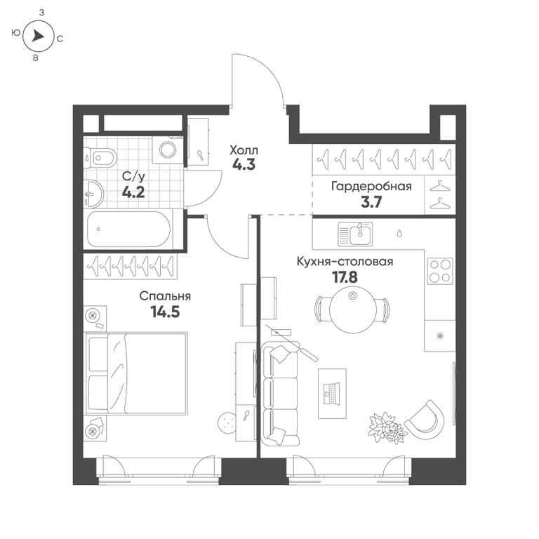 1-BD Apartment Sale, 44.5 sq. m. at Mariinn Park, Oktyabrskaya Street, 103, Moscow, Russia #1 1-BD Apartment Sale, 44.5 sq. m. at Mariinn Park, Oktyabrskaya Street, 103, Moscow, Russia #1