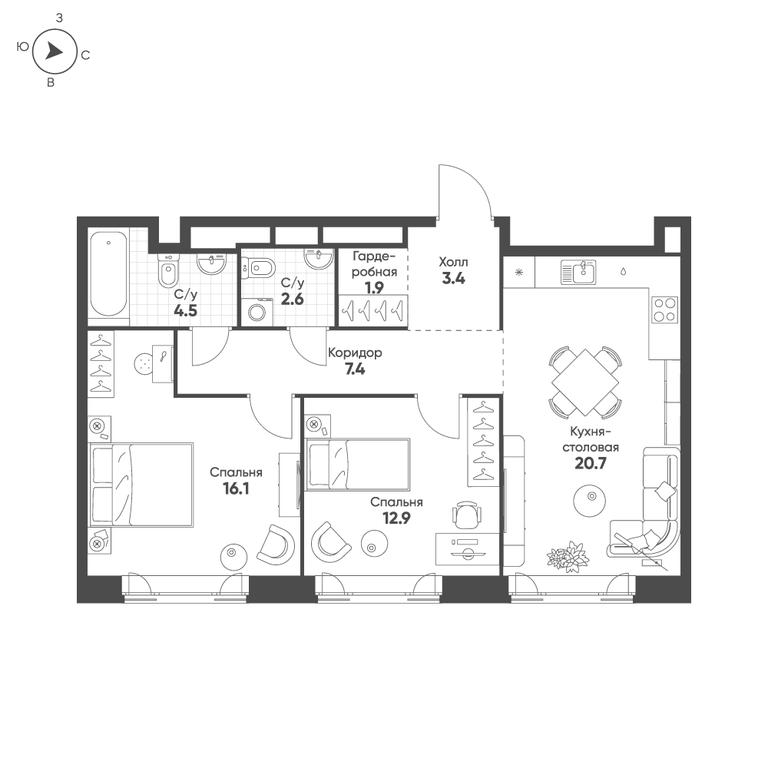 2-BD Apartment Sale, 69.5平方米 at Mariinn Park, Oktyabrskaya Street, 103, Moscow, Russia #1 2-BD Apartment Sale, 69.5平方米 at Mariinn Park, Oktyabrskaya Street, 103, Moscow, Russia #1
