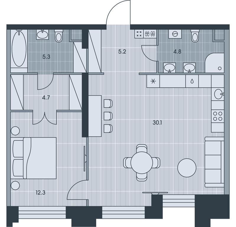 1-BD Apartment Sale, 62.4 sq. m. at Ever, Obrucheva Street, вл23, Moscow, Russia #1