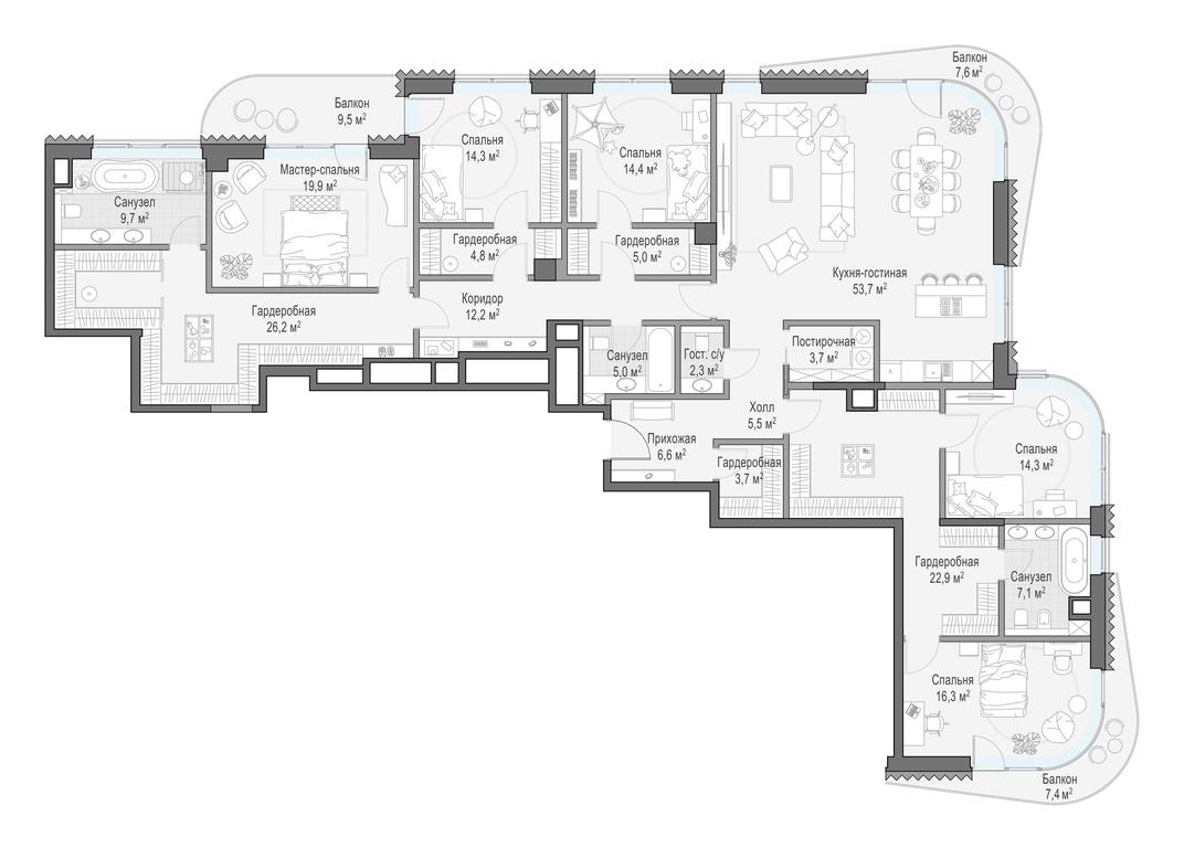 4-BD Apartment Sale, 254.1 sq. m. at Lavrushinskiy, Lavrushinsky Lane, 11к1, Moscow, Russia #1 4-BD Apartment Sale, 254.1 sq. m. at Lavrushinskiy, Lavrushinsky Lane, 11к1, Moscow, Russia #1