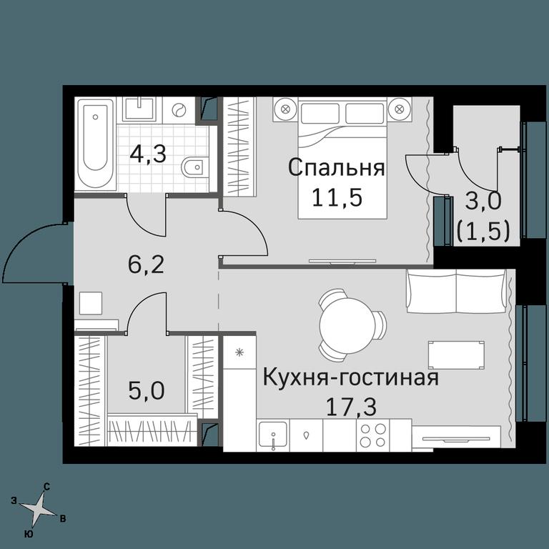 1-BD Apartment Sale, 45.8 sq. m. at Sky Garden, Stroitelny Drive, 9с6, Moscow, Russia #1 1-BD Apartment Sale, 45.8 sq. m. at Sky Garden, Stroitelny Drive, 9с6, Moscow, Russia #1