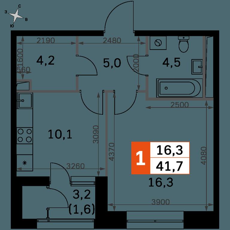 1-BD Apartment Sale, 41.7 sq. m. at Sky Garden, Stroitelny Drive, 9с6, Moscow, Russia #2