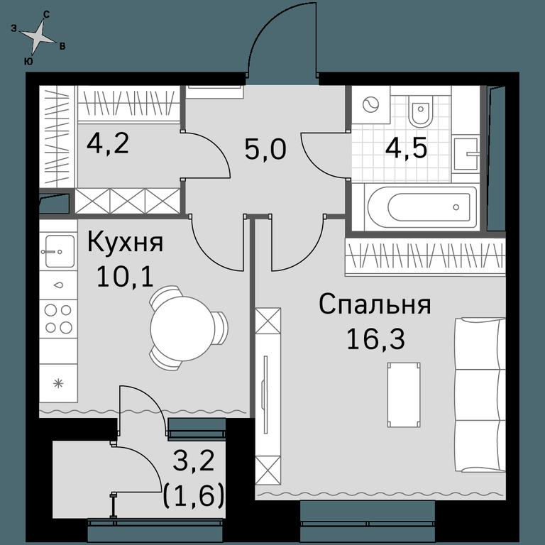 1-BD Apartment Sale, 41.7 sq. m. at Sky Garden, Stroitelny Drive, 9с6, Moscow, Russia #1