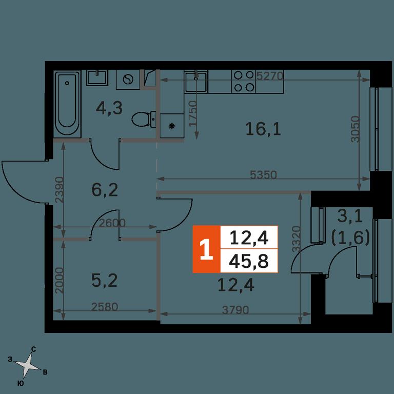 1-BD Apartment Sale, 45.8 sq. m. at Sky Garden, Stroitelny Drive, 9с6, Moscow, Russia #2 1-BD Apartment Sale, 45.8 sq. m. at Sky Garden, Stroitelny Drive, 9с6, Moscow, Russia #2