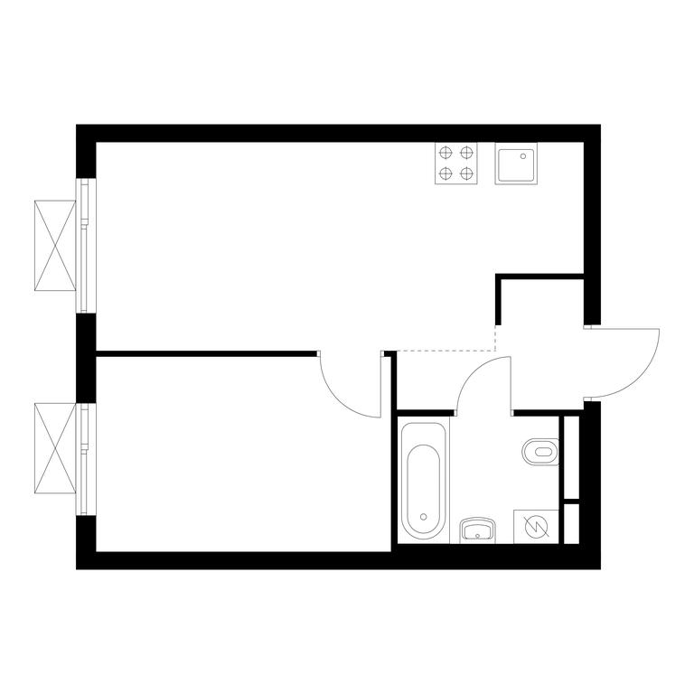 1-BD Apartment Sale, 33.7平方米 at Yauza Park, ulitsa Kolontsova, 4, Mytischi, Moscow Region, Russia #1
