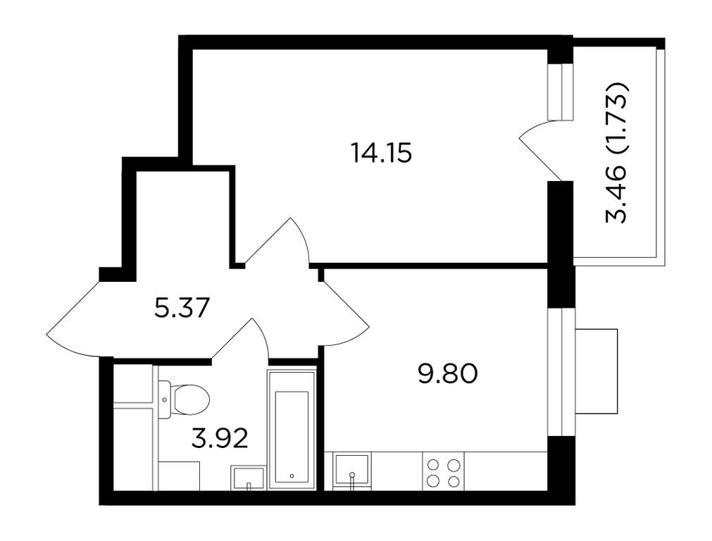 1-BD Apartment Sale, 34.9 sq. m. at Odingrad. Kvartal "Semeynyi", жилой комплекс Одинград квартал Семейный, Одинцово, Московская область, Россия #1