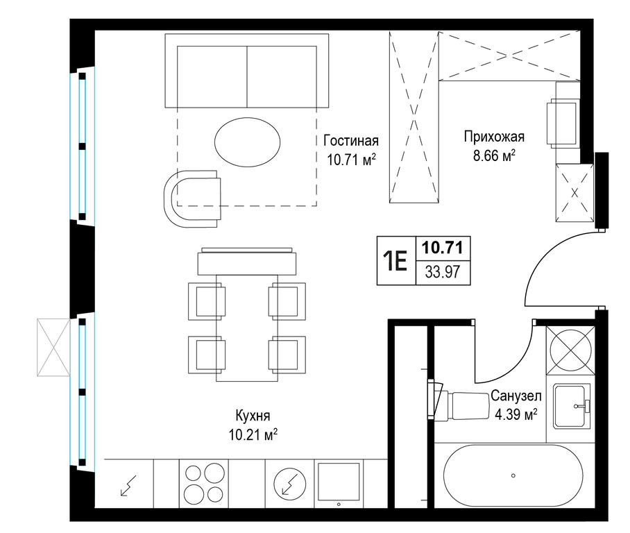 Apartment Sale, 33.8 sq. m. at Eko Vidnoe 2.0, kvartal Tsentralny, 1, Kupelinka Subdistrict, derevnya Sapronovo, Leninskiy City District, Moscow Region, Russia #1 Apartment Sale, 33.8 sq. m. at Eko Vidnoe 2.0, kvartal Tsentralny, 1, Kupelinka Subdistrict, derevnya Sapronovo, Leninskiy City District, Moscow Region, Russia #1