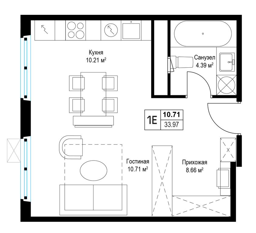 Apartment Sale, 33.9 sq. m. at Eko Vidnoe 2.0, kvartal Tsentralny, 1, Kupelinka Subdistrict, derevnya Sapronovo, Leninskiy City District, Moscow Region, Russia #1 Apartment Sale, 33.9 sq. m. at Eko Vidnoe 2.0, kvartal Tsentralny, 1, Kupelinka Subdistrict, derevnya Sapronovo, Leninskiy City District, Moscow Region, Russia #1