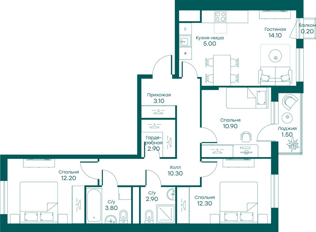 3-BD Apartment Sale, 77.6平方米 at Ravnovesie, zhiloy kompleks Ravnovesiye, selo Perkhushkovo, Odintsovskiy City District, Moscow Region, Russia #1 3-BD Apartment Sale, 77.6平方米 at Ravnovesie, zhiloy kompleks Ravnovesiye, selo Perkhushkovo, Odintsovskiy City District, Moscow Region, Russia #1