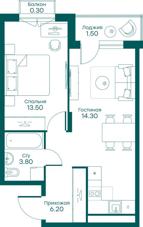 1-BD Apartment Sale, 42.5 sq. m. at Ravnovesie, zhiloy kompleks Ravnovesiye, selo Perkhushkovo, Odintsovskiy City District, Moscow Region, Russia #1 1-BD Apartment Sale, 42.5 sq. m. at Ravnovesie, zhiloy kompleks Ravnovesiye, selo Perkhushkovo, Odintsovskiy City District, Moscow Region, Russia #1
