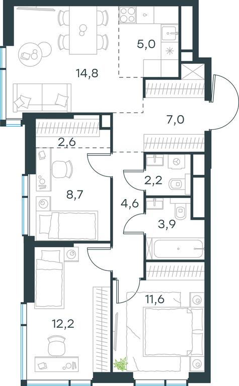 3-BD Apartment Sale, 72.6平方米 at Level Michurinskiy, Озёрная улица, вл1, Москва, Россия #1 3-BD Apartment Sale, 72.6平方米 at Level Michurinskiy, Озёрная улица, вл1, Москва, Россия #1