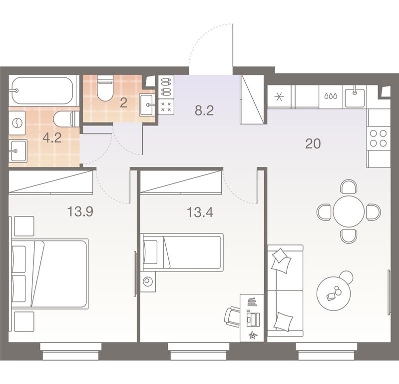2-BD Apartment Sale, 61.7 sq. m. at Twelve, Elektrolitny Drive, 12Б, Moscow, Russia #1 2-BD Apartment Sale, 61.7 sq. m. at Twelve, Elektrolitny Drive, 12Б, Moscow, Russia #1