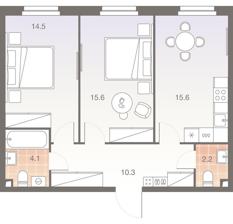 2-BD Apartment Sale, 62.3平方米 at Twelve, Elektrolitny Drive, 12Б, Moscow, Russia #1