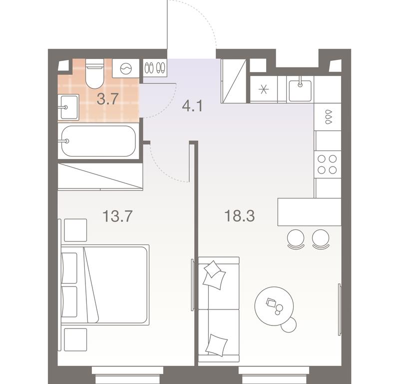 1-BD Apartment Sale, 39.9平方米 at Twelve, Elektrolitny Drive, 12Б, Moscow, Russia #1 1-BD Apartment Sale, 39.9平方米 at Twelve, Elektrolitny Drive, 12Б, Moscow, Russia #1