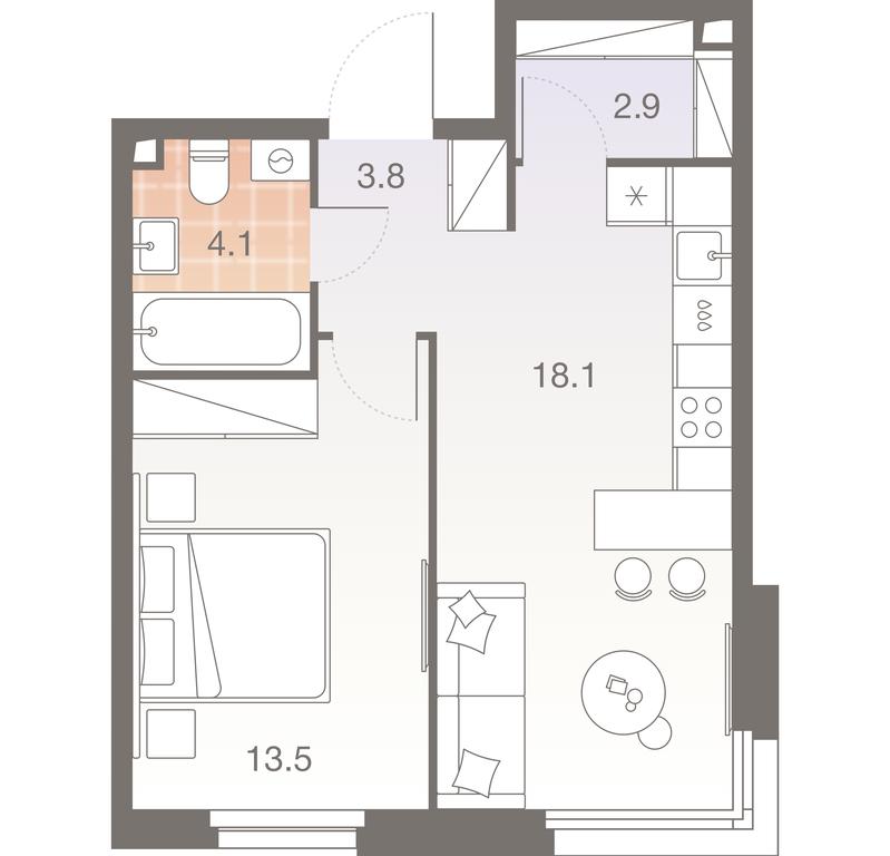 1-BD Apartment Sale, 42.4 sq. m. at Twelve, Elektrolitny Drive, 12Б, Moscow, Russia #1 1-BD Apartment Sale, 42.4 sq. m. at Twelve, Elektrolitny Drive, 12Б, Moscow, Russia #1