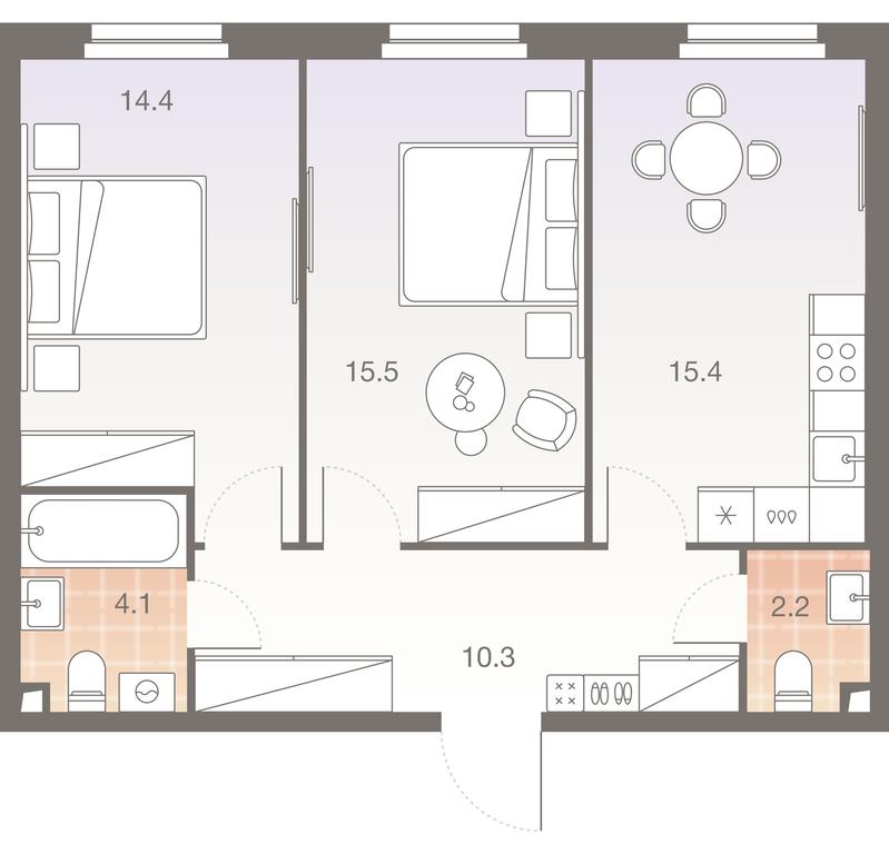 2-BD Apartment Sale, 61.9平方米 at Twelve, Elektrolitny Drive, 12Б, Moscow, Russia #1 2-BD Apartment Sale, 61.9平方米 at Twelve, Elektrolitny Drive, 12Б, Moscow, Russia #1