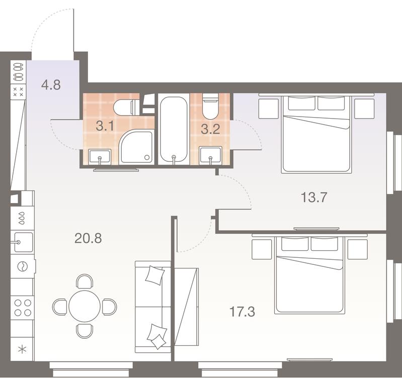 2-BD Apartment Sale, 62.9 sq. m. at Twelve, Elektrolitny Drive, 12Б, Moscow, Russia #1 2-BD Apartment Sale, 62.9 sq. m. at Twelve, Elektrolitny Drive, 12Б, Moscow, Russia #1