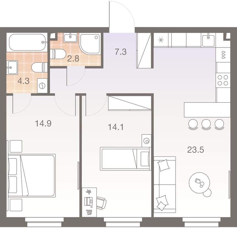 2-BD Apartment Sale, 66.9 sq. m. at Twelve, Elektrolitny Drive, 12Б, Moscow, Russia #1 2-BD Apartment Sale, 66.9 sq. m. at Twelve, Elektrolitny Drive, 12Б, Moscow, Russia #1