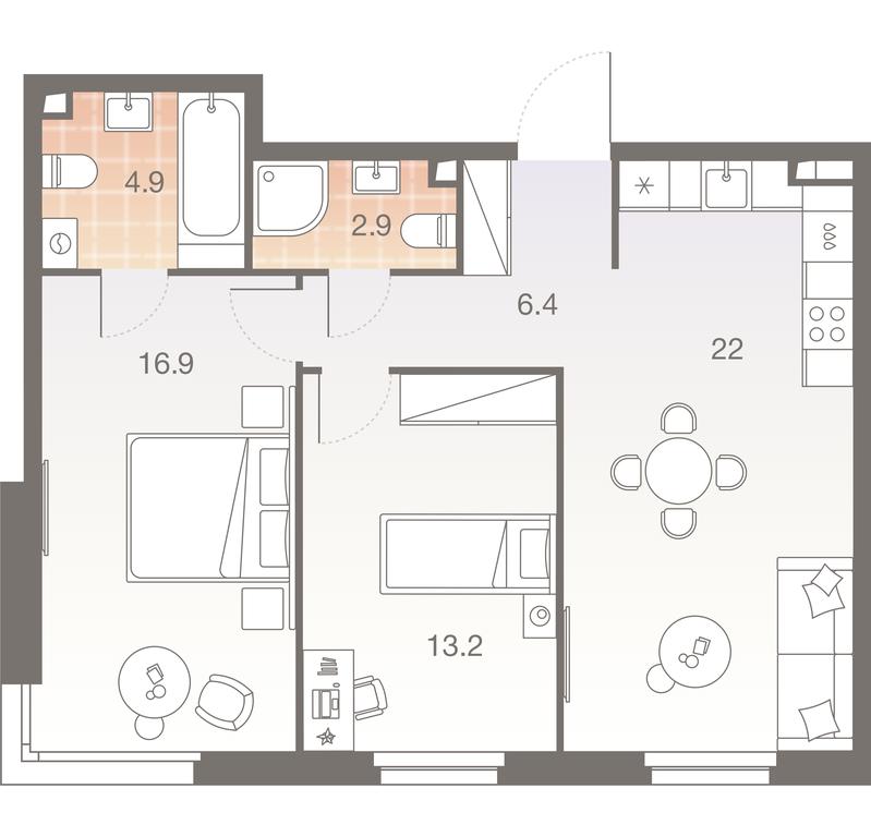 2-BD Apartment Sale, 66.3 sq. m. at Twelve, Elektrolitny Drive, 12Б, Moscow, Russia #1 2-BD Apartment Sale, 66.3 sq. m. at Twelve, Elektrolitny Drive, 12Б, Moscow, Russia #1