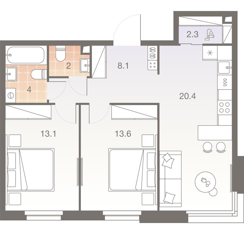 2-BD Apartment Sale, 63.5 sq. m. at Twelve, Elektrolitny Drive, 12Б, Moscow, Russia #1 2-BD Apartment Sale, 63.5 sq. m. at Twelve, Elektrolitny Drive, 12Б, Moscow, Russia #1