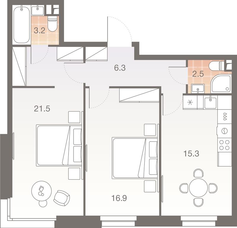 2-BD Apartment Sale, 65.7 sq. m. at Twelve, Elektrolitny Drive, 12Б, Moscow, Russia #1 2-BD Apartment Sale, 65.7 sq. m. at Twelve, Elektrolitny Drive, 12Б, Moscow, Russia #1