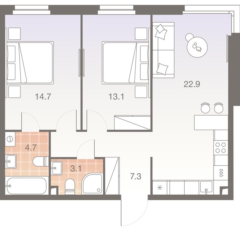 2-BD Apartment Sale, 65.8 sq. m. at Twelve, Elektrolitny Drive, 12Б, Moscow, Russia #1 2-BD Apartment Sale, 65.8 sq. m. at Twelve, Elektrolitny Drive, 12Б, Moscow, Russia #1
