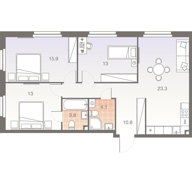3-BD Apartment Sale, 83.9 sq. m. at Twelve, Elektrolitny Drive, 12Б, Moscow, Russia #1 3-BD Apartment Sale, 83.9 sq. m. at Twelve, Elektrolitny Drive, 12Б, Moscow, Russia #1